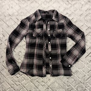 XS black/grey/pink Guess button up